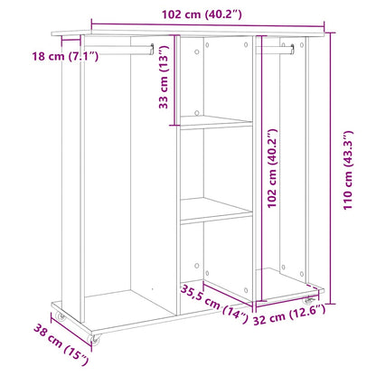 Armadio Con Ruote 102X38X110Cm In Legno Multistrato