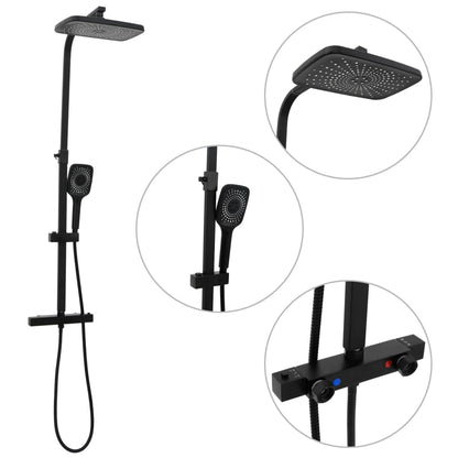 Set Soffione Doccia Duale Con Miscelatore E Tubo Ottone Nero