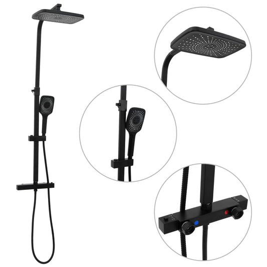 Set Soffione Doccia Duale Con Miscelatore E Tubo Ottone Nero