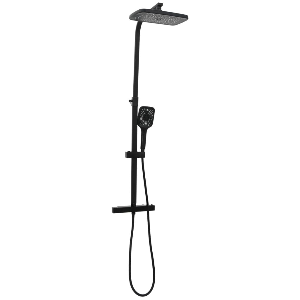 Set Soffione Doccia Duale Con Miscelatore E Tubo Ottone Nero