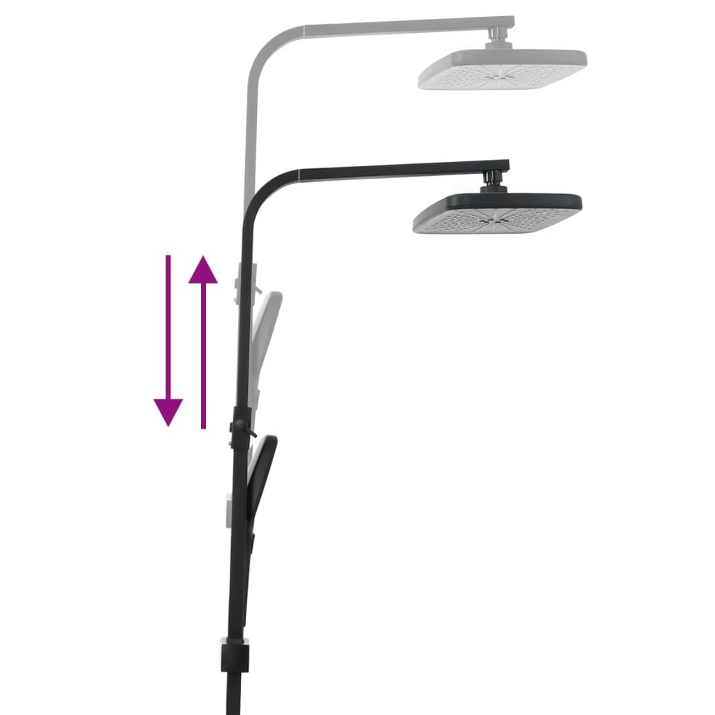 Set Soffione Doccia Duale Con Miscelatore E Tubo Ottone Nero