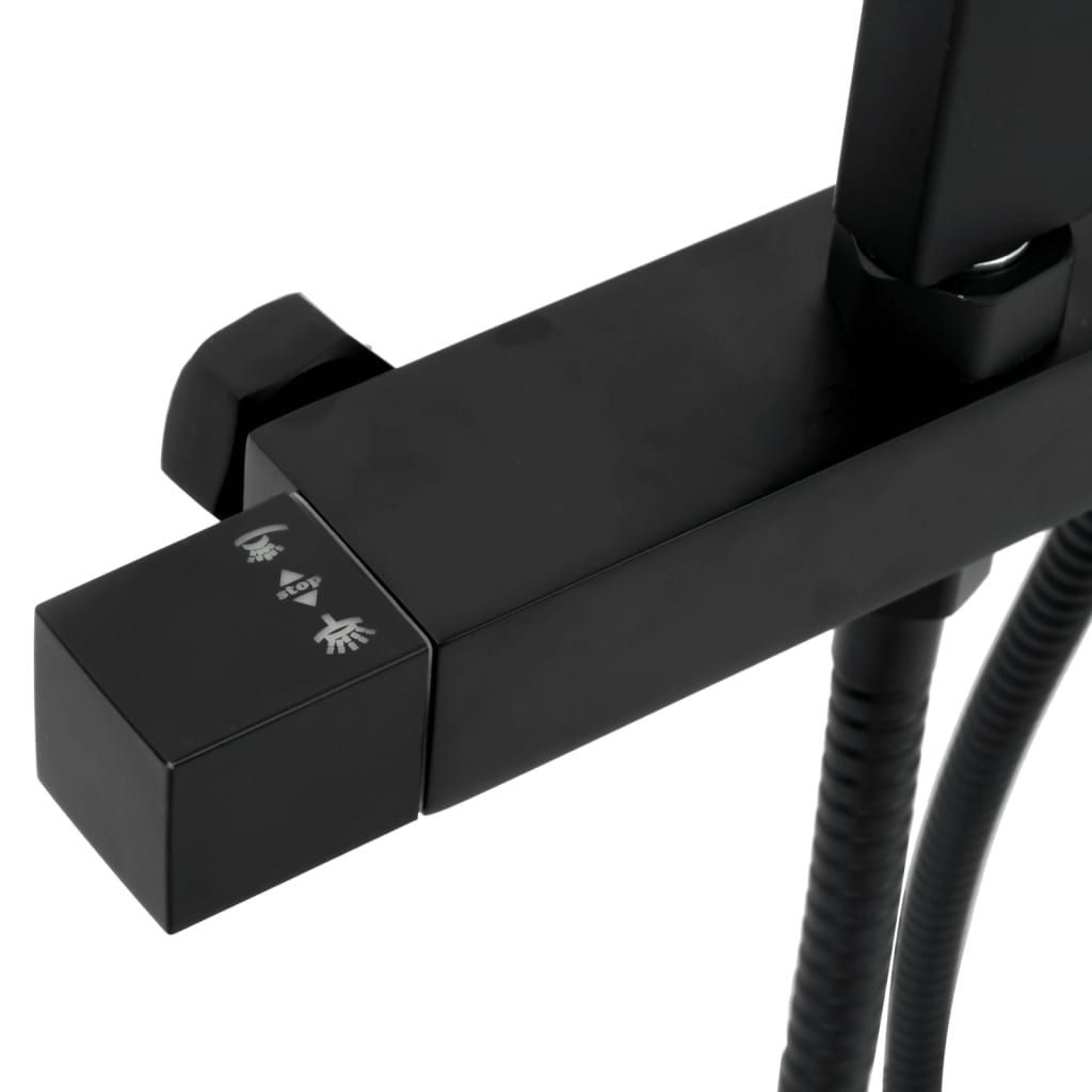 Set Soffione Doccia Duale Con Miscelatore E Tubo Ottone Nero