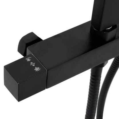 Set Soffione Doccia Duale Con Miscelatore E Tubo Ottone Nero