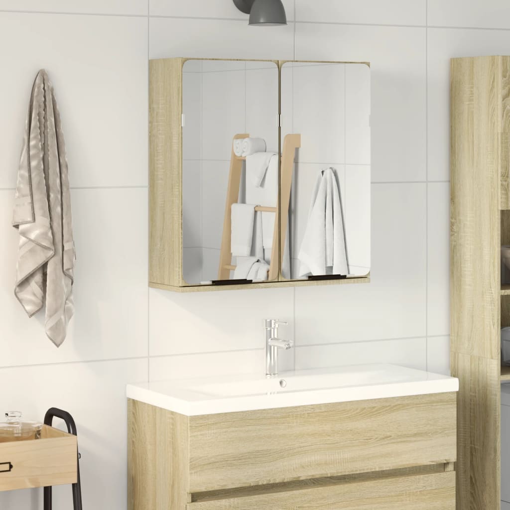 Mobile Bagno Con Specchio 64X20X66,5 Multistrato