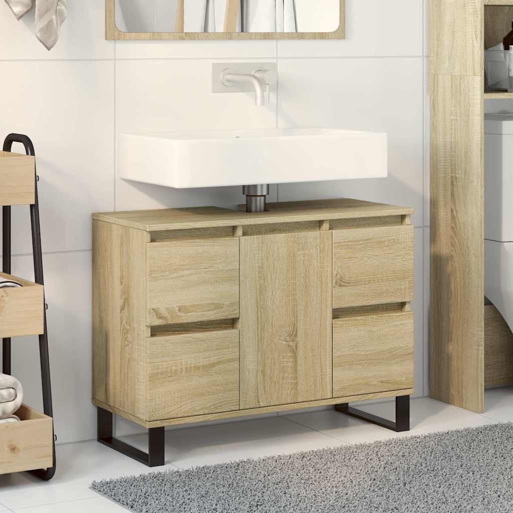 Mobiletto Da Bagno 80X33X60 Cm In Truciolato