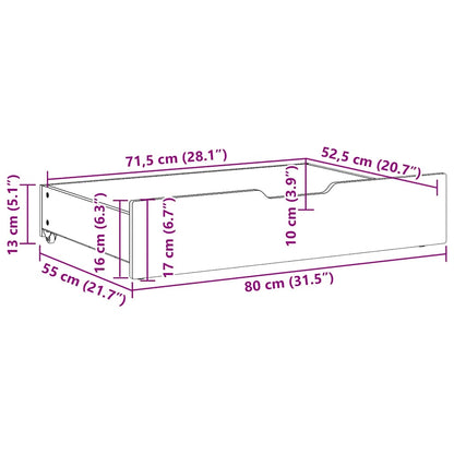 Cassettoni Da Letto Con Ruote 2 Pz 80X55X17 Cm In Legno Di Pino