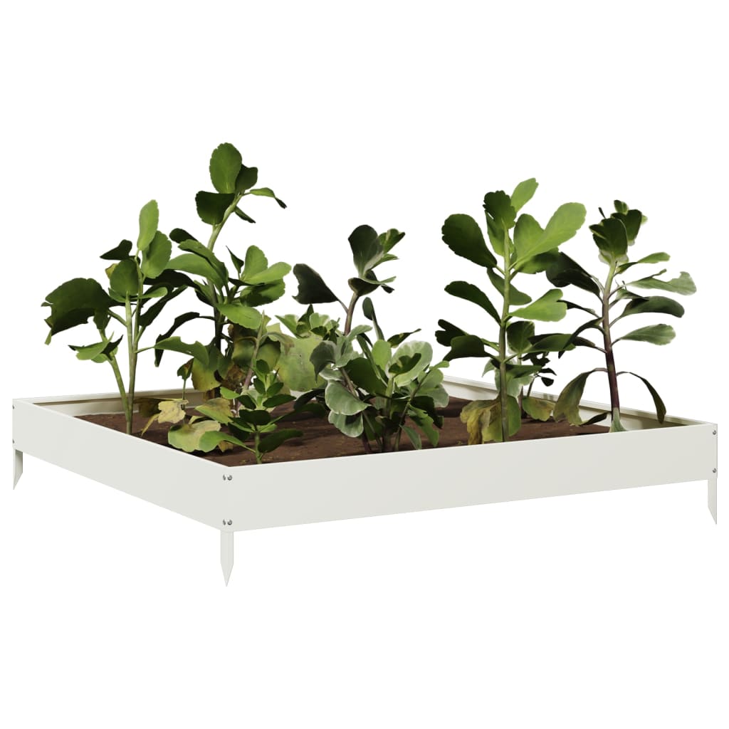 Fioriera Rialzata Da Giardino Bianca 100X100X18,5 Cm In Acciaio/Bianco
