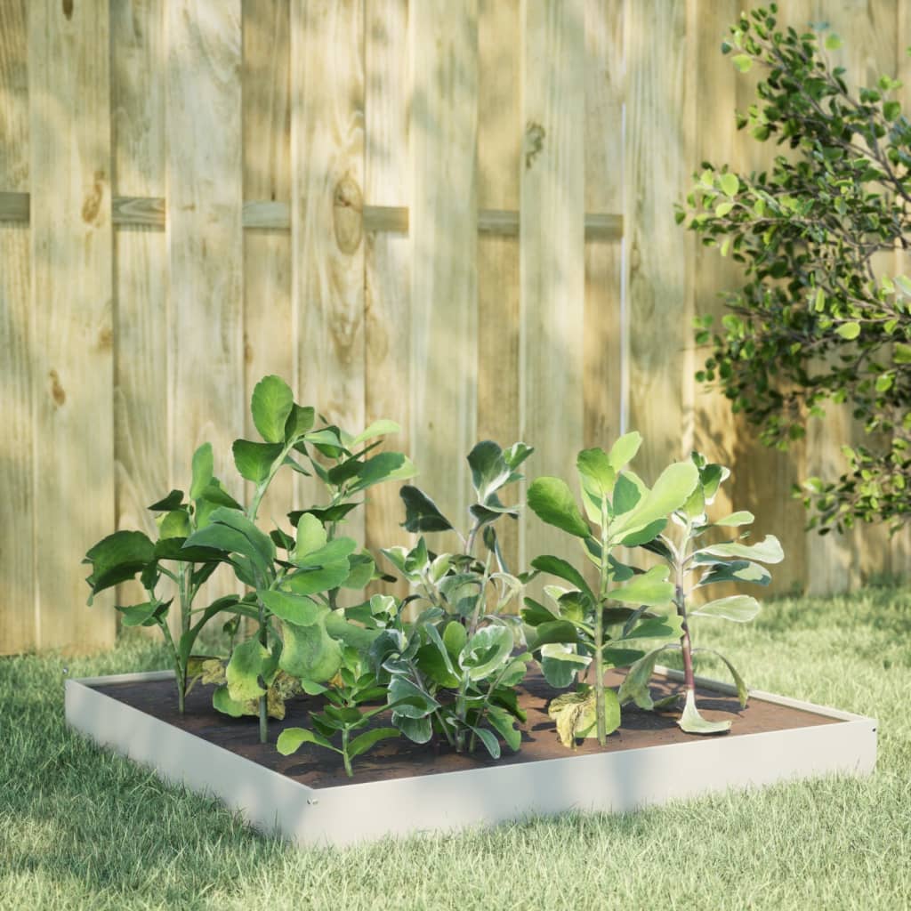 Fioriera Rialzata Da Giardino Bianca 100X100X18,5 Cm In Acciaio/Bianco