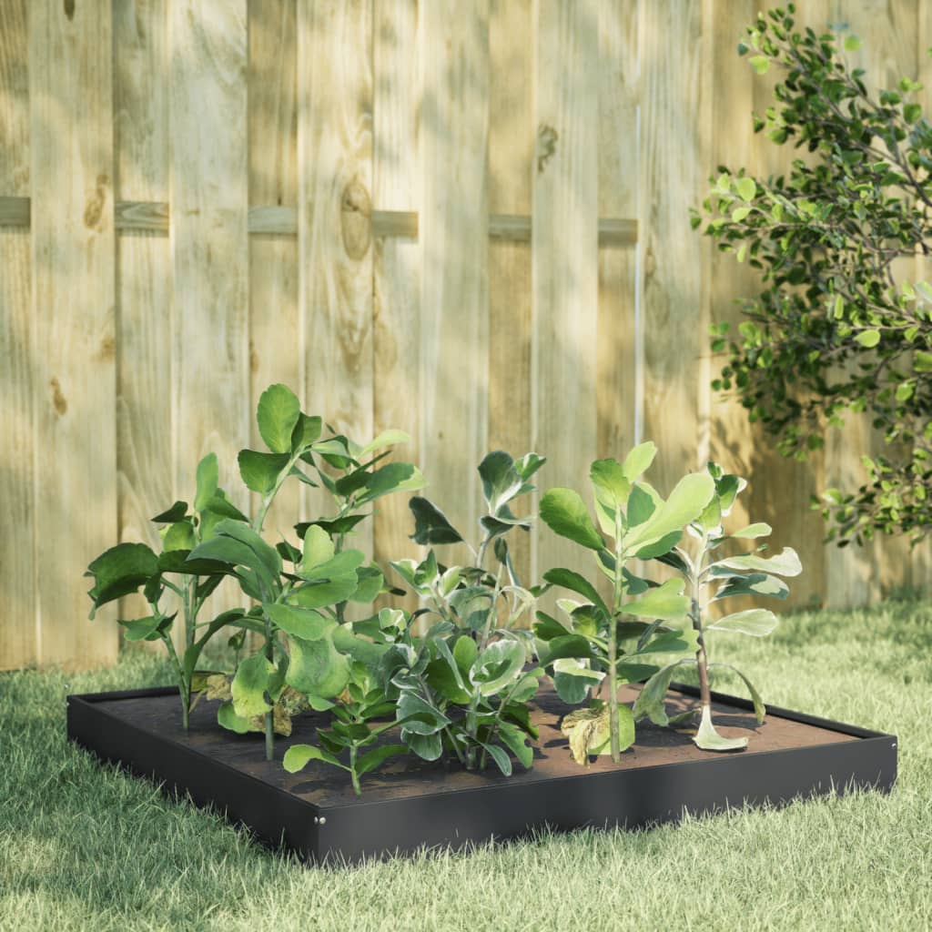 Fioriera Rialzata Da Giardino Antracite 100X100X33,5Cm Acciaio/Antracite