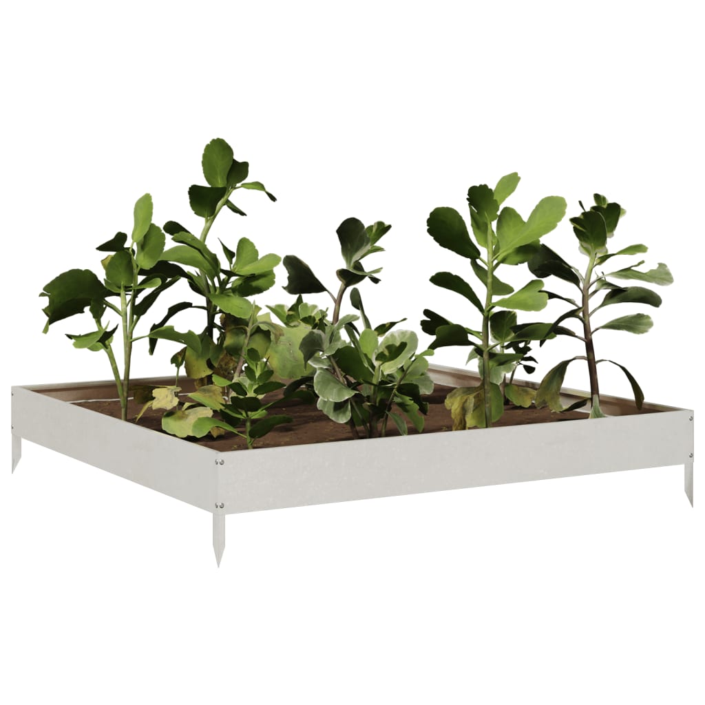 Fioriera Rialzata Da Giardino 100X100X18,5 Cm In Acciaio Inox Acciaio Inossidabile/Grigio Chiaro