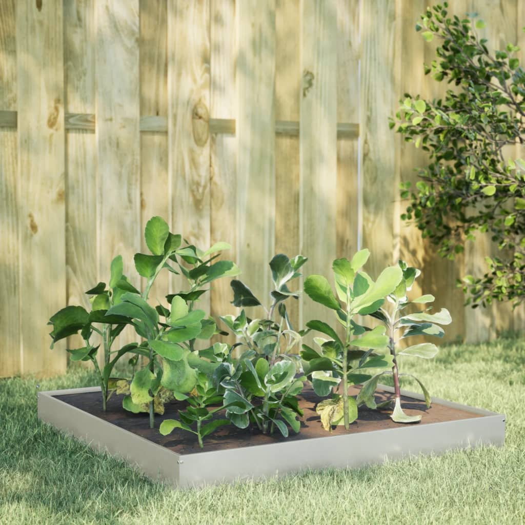 Fioriera Rialzata Da Giardino 100X100X18,5 Cm In Acciaio Inox Acciaio Inossidabile/Grigio Chiaro