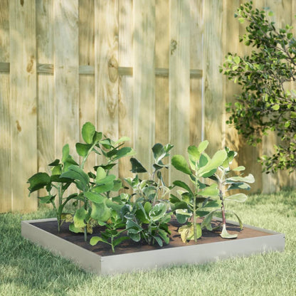 Fioriera Rialzata Da Giardino 100X100X18,5 Cm In Acciaio Inox Acciaio Inossidabile/Grigio Chiaro