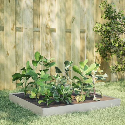 Fioriera Rialzata Da Giardino 100X100X18,5 Cm In Acciaio Inox Acciaio Inossidabile/Grigio Chiaro