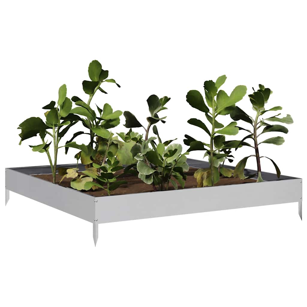 Fioriera Rialzata Da Giardino 100X100X18,5Cm In Acciaio Zincato/Grigio
