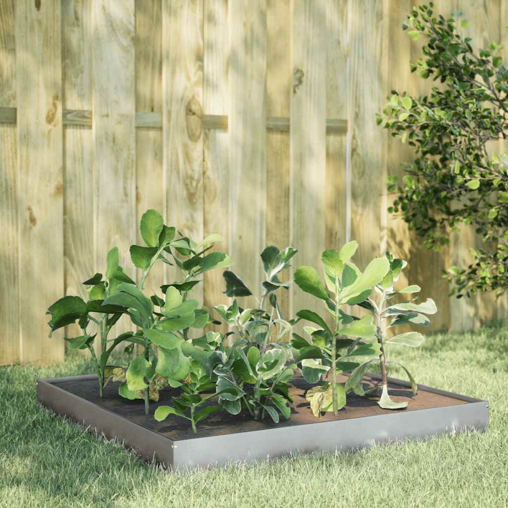 Fioriera Rialzata Da Giardino 100X100X18,5Cm In Acciaio Zincato/Grigio