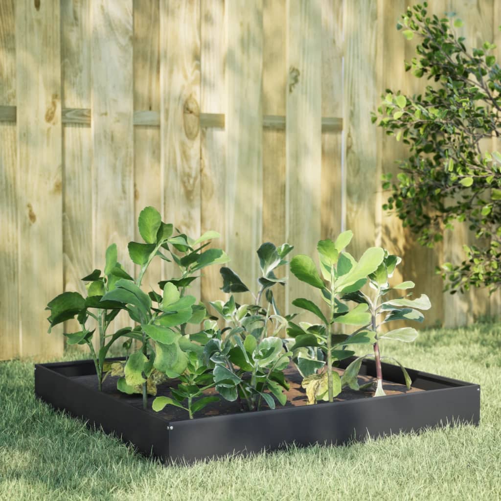 Fioriera Rialzata Da Giardino Antracite 100X100X33,5Cm Acciaio/Antracite