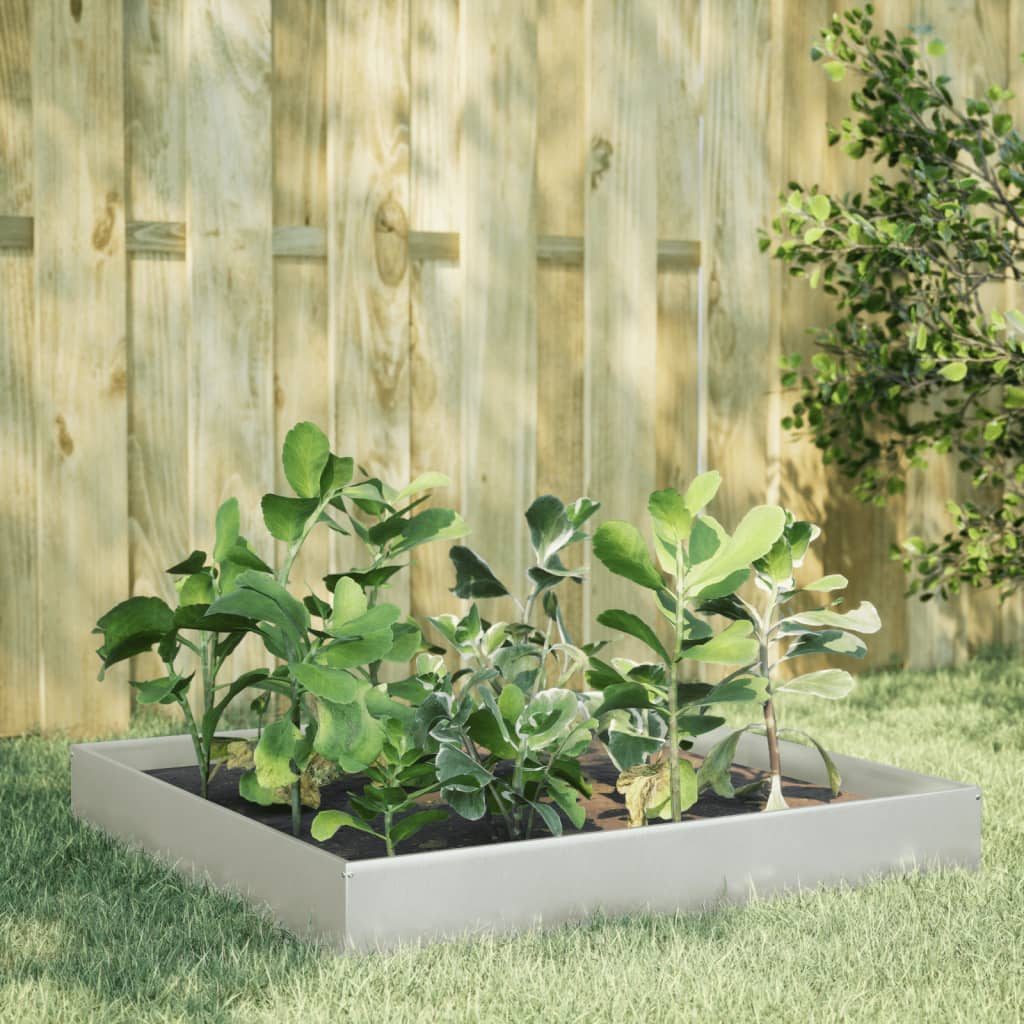Fioriera Rialzata Da Giardino 100X100X18,5 Cm In Acciaio Inox Acciaio Inossidabile/Grigio Chiaro