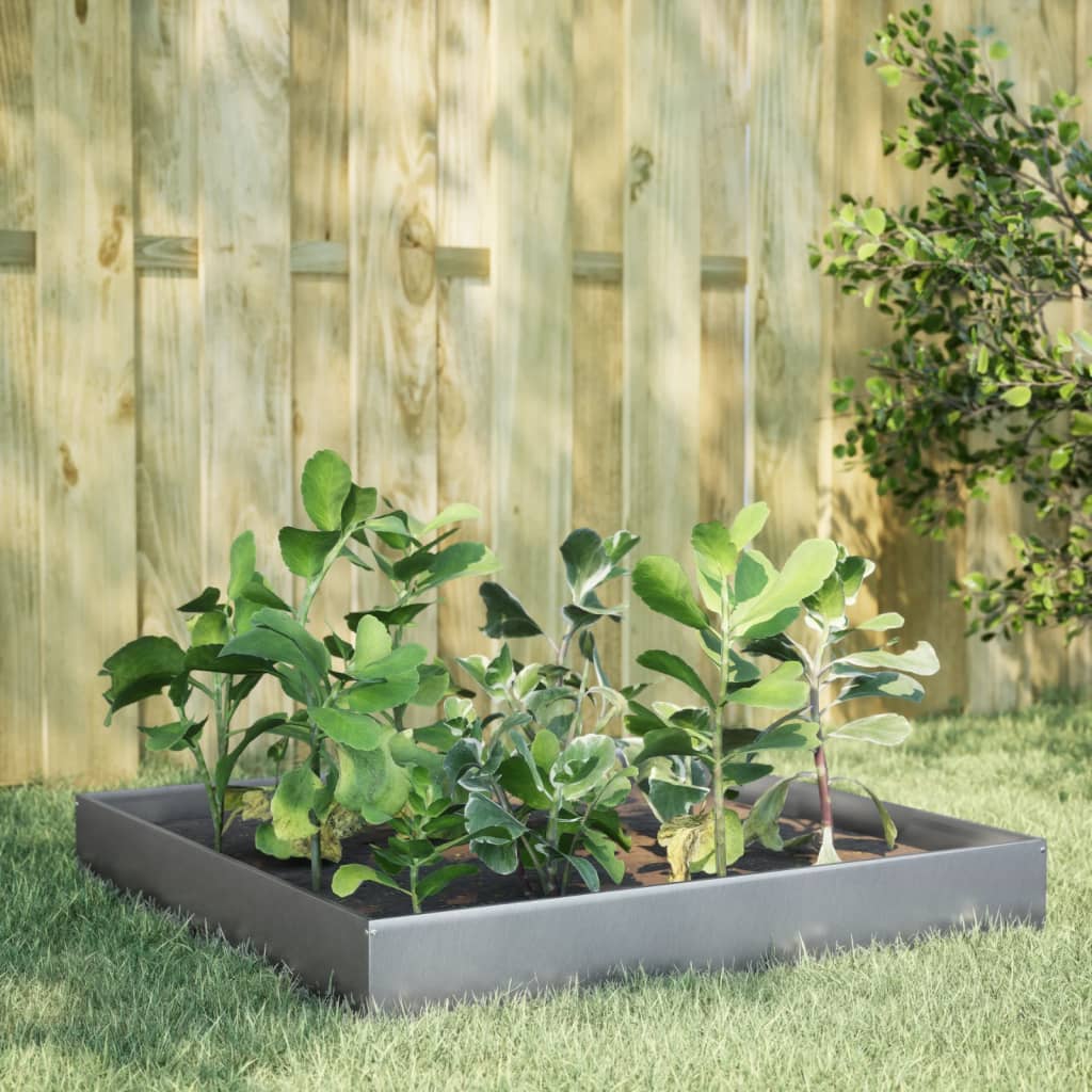 Fioriera Rialzata Da Giardino 100X100X18,5Cm In Acciaio Zincato/Grigio