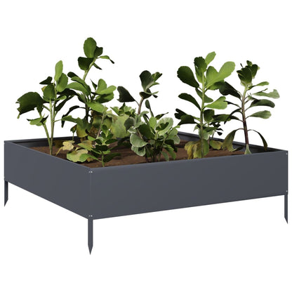 Fioriera Rialzata Da Giardino Antracite 100X100X33,5Cm Acciaio/Antracite