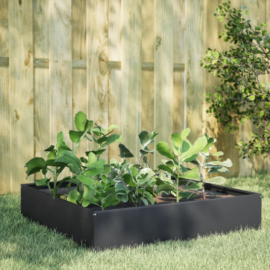 Fioriera Rialzata Da Giardino Antracite 100X100X33,5Cm Acciaio/Antracite