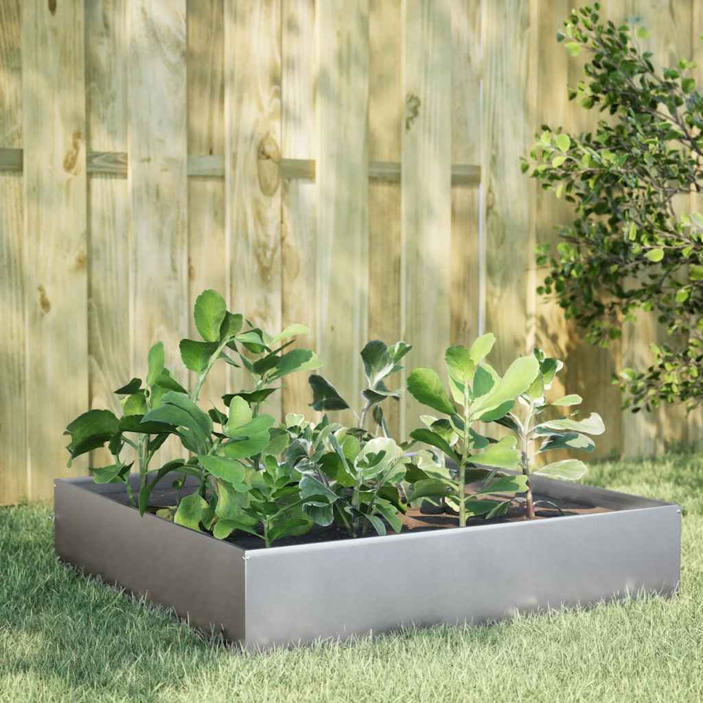 Fioriera Rialzata Da Giardino 100X100X18,5Cm In Acciaio Zincato/Grigio