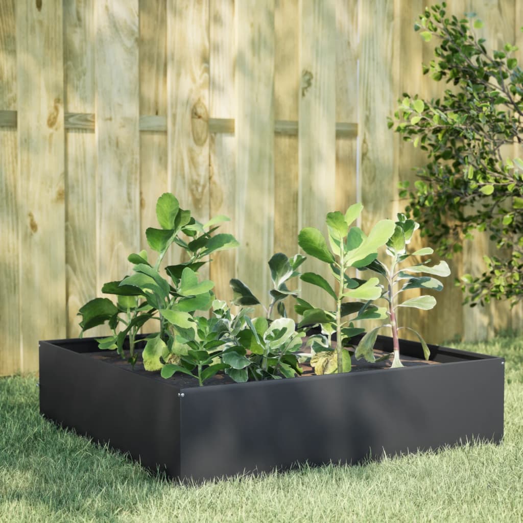 Fioriera Rialzata Da Giardino Antracite 100X100X33,5Cm Acciaio/Antracite