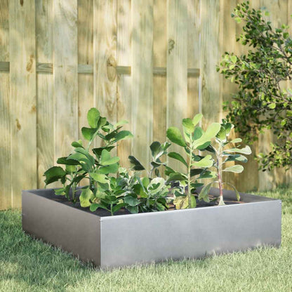 Fioriera Rialzata Da Giardino 100X100X18,5Cm In Acciaio Zincato/Grigio