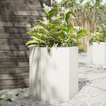 Fioriere Da Giardino 2 Pz Antracite Esagono Acciaio