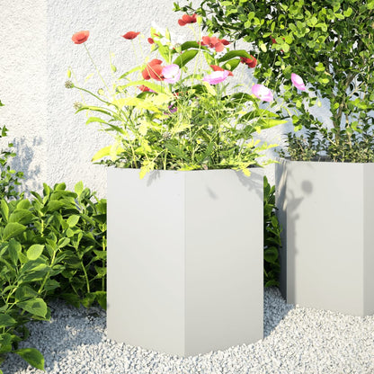 Fioriere Da Giardino 2 Pz Antracite Esagono Acciaio