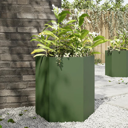 Fioriere Da Giardino 2 Pz Antracite Esagono Acciaio