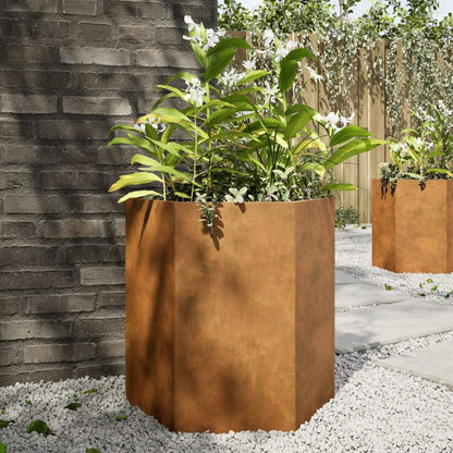 Fioriere Da Giardino 2 Pz Antracite Esagono Acciaio
