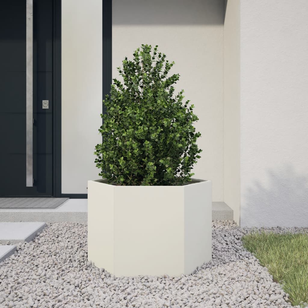 Fioriere Da Giardino 2 Pz Antracite Esagono Acciaio