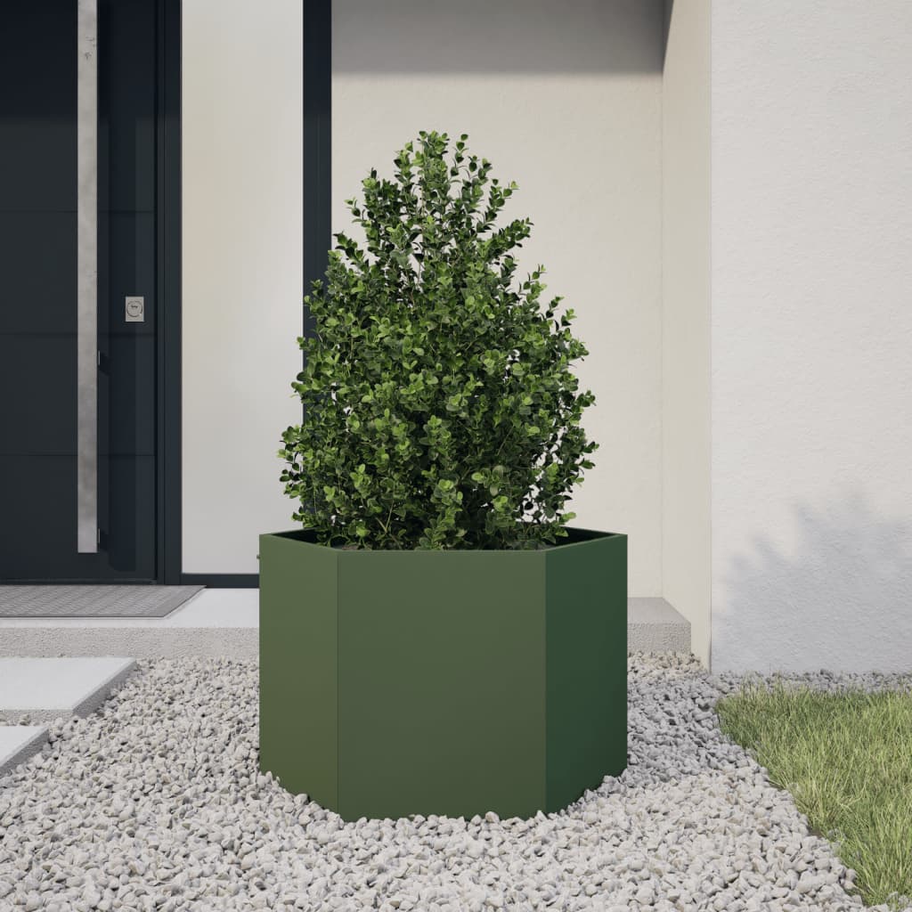 Fioriere Da Giardino 2 Pz Antracite Esagono Acciaio
