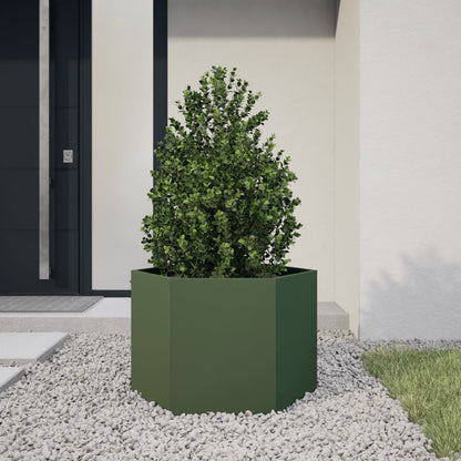 Fioriere Da Giardino 2 Pz Antracite Esagono Acciaio