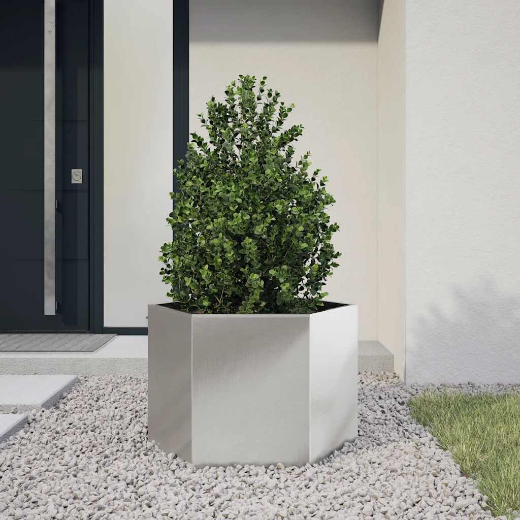 Fioriere Da Giardino 2 Pz Antracite Esagono Acciaio