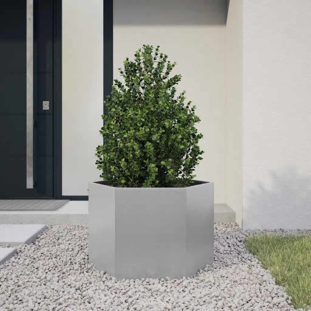 Fioriere Da Giardino 2 Pz Antracite Esagono Acciaio