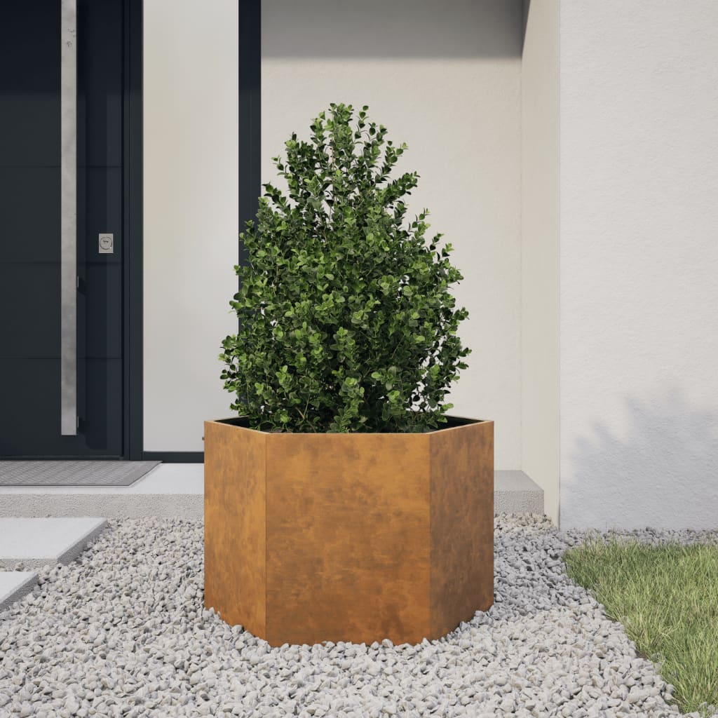 Fioriere Da Giardino 2 Pz Antracite Esagono Acciaio