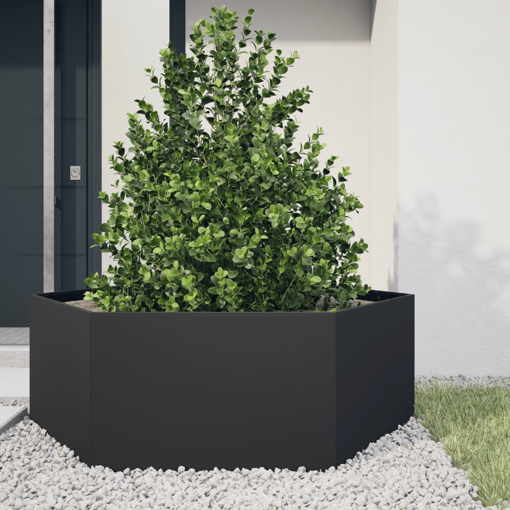 Fioriere Da Giardino 2 Pz Antracite Esagono Acciaio