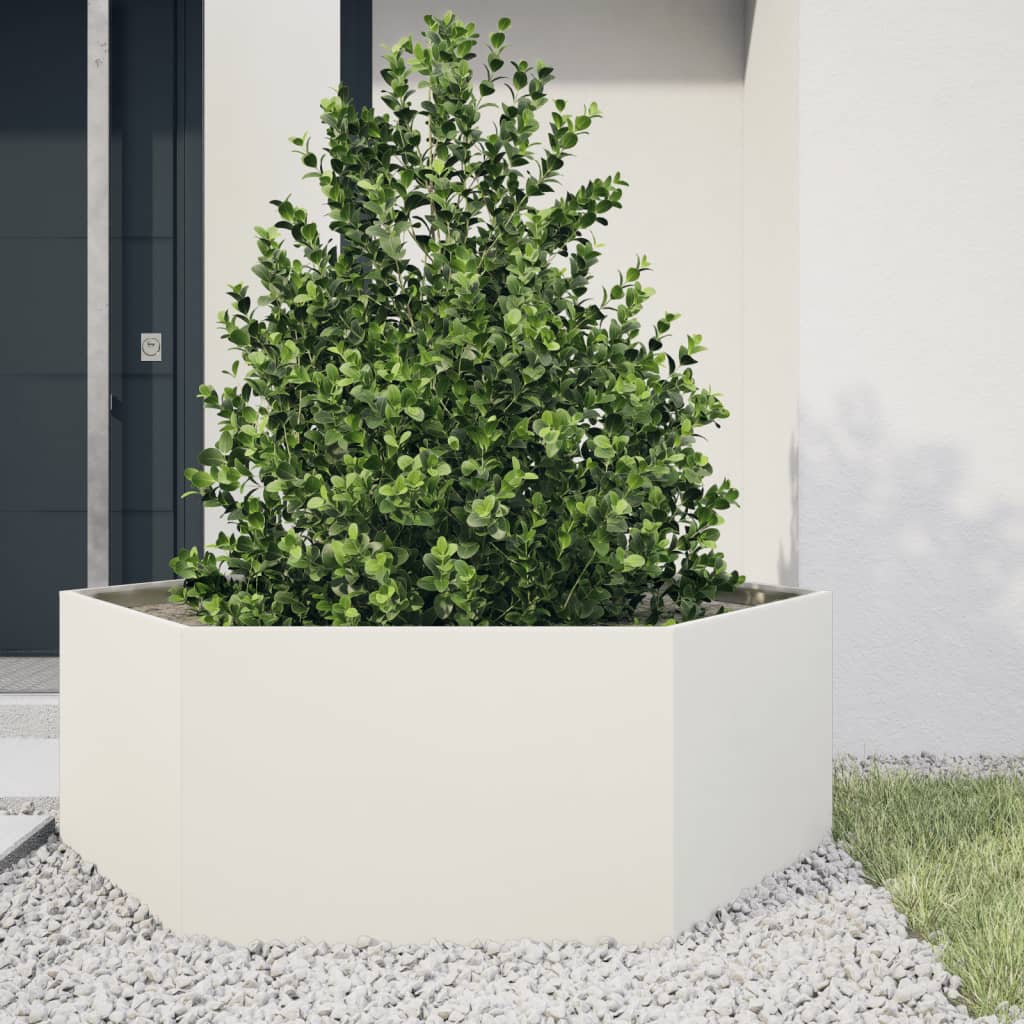 Fioriere Da Giardino 2 Pz Antracite Esagono Acciaio
