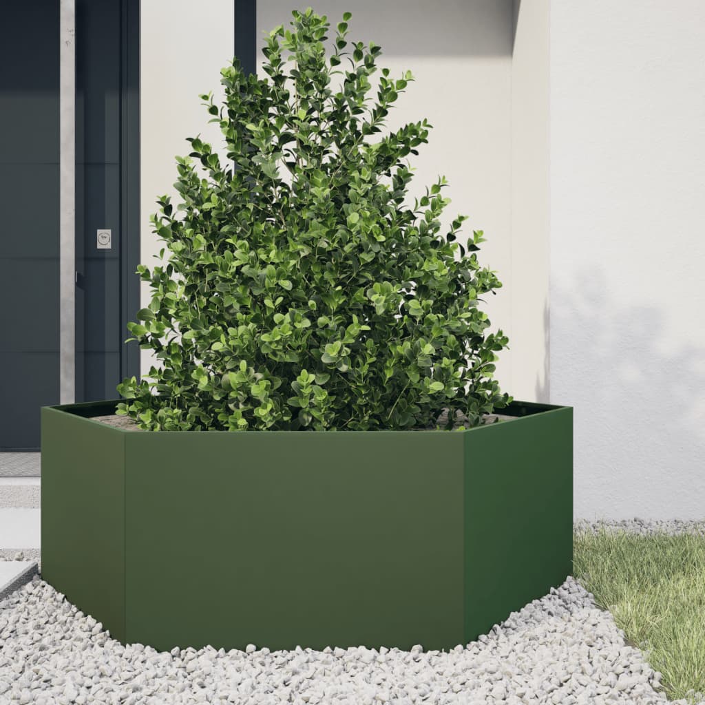 Fioriere Da Giardino 2 Pz Antracite Esagono Acciaio