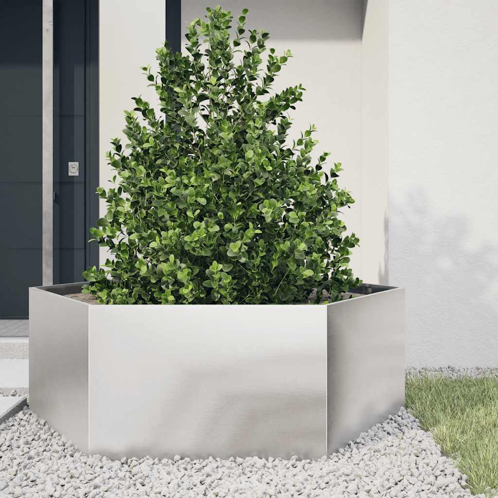Fioriere Da Giardino 2 Pz Antracite Esagono Acciaio