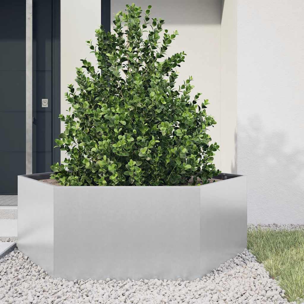 Fioriere Da Giardino 2 Pz Antracite Esagono Acciaio