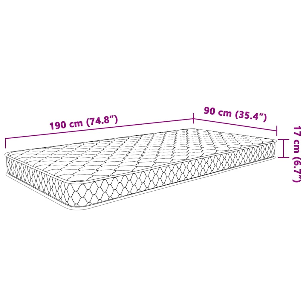 Materasso Viscoelastico Bianco 90X190X17 Cm