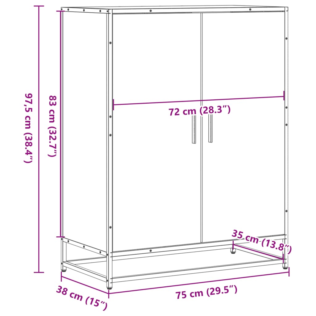 Scarpiera 75X38X97,5 Cm Legno Multistrato Metallo
