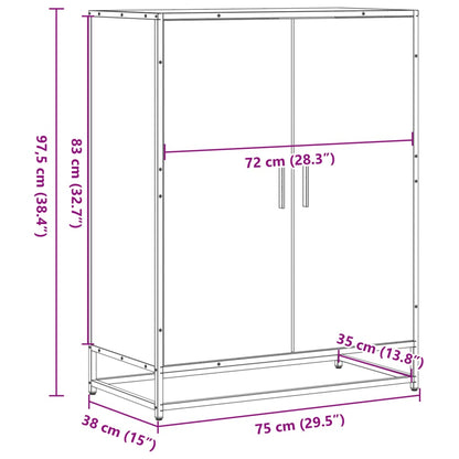 Scarpiera 75X38X97,5 Cm Legno Multistrato Metallo