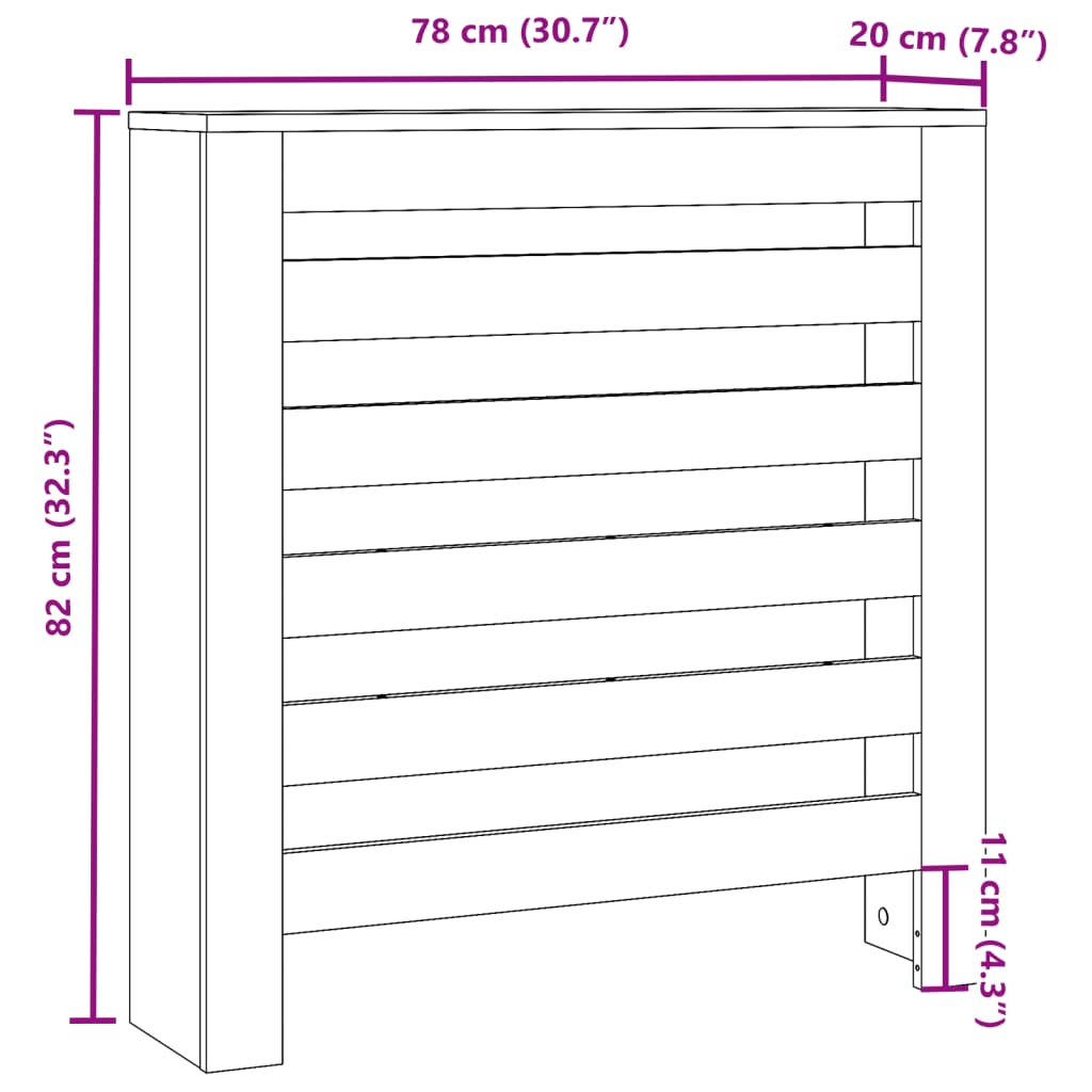Copertura Termosifone 78X20X82 Legno Multistrato Rovere Sonoma