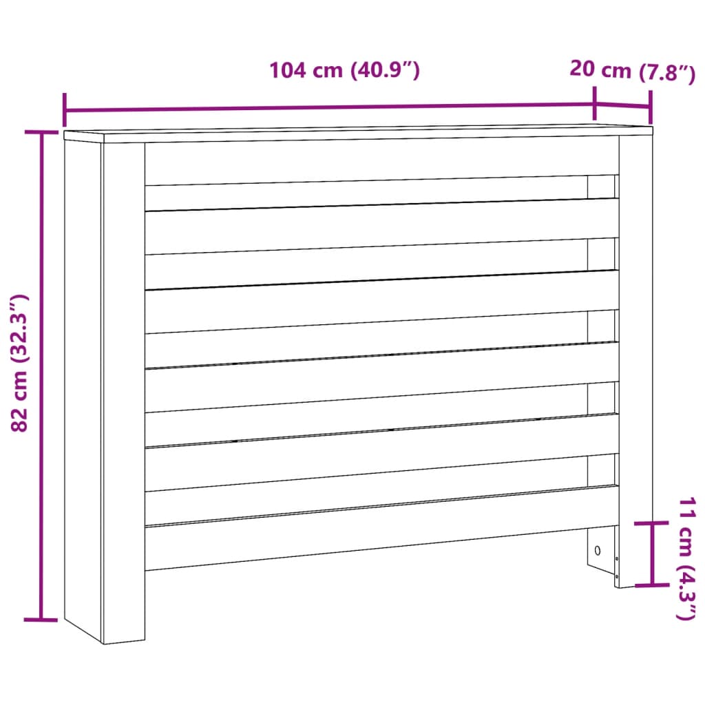 Copertura Termosifone Bianca 104X20X82 Cm In Legno Multistrato