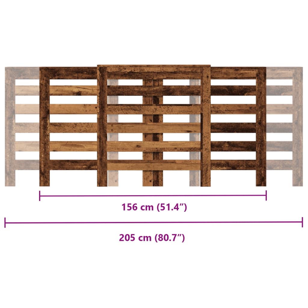 Copertura Termosifone Legno Antico 205X21,5X83,5 Cm Multistrato Rovere Fumo