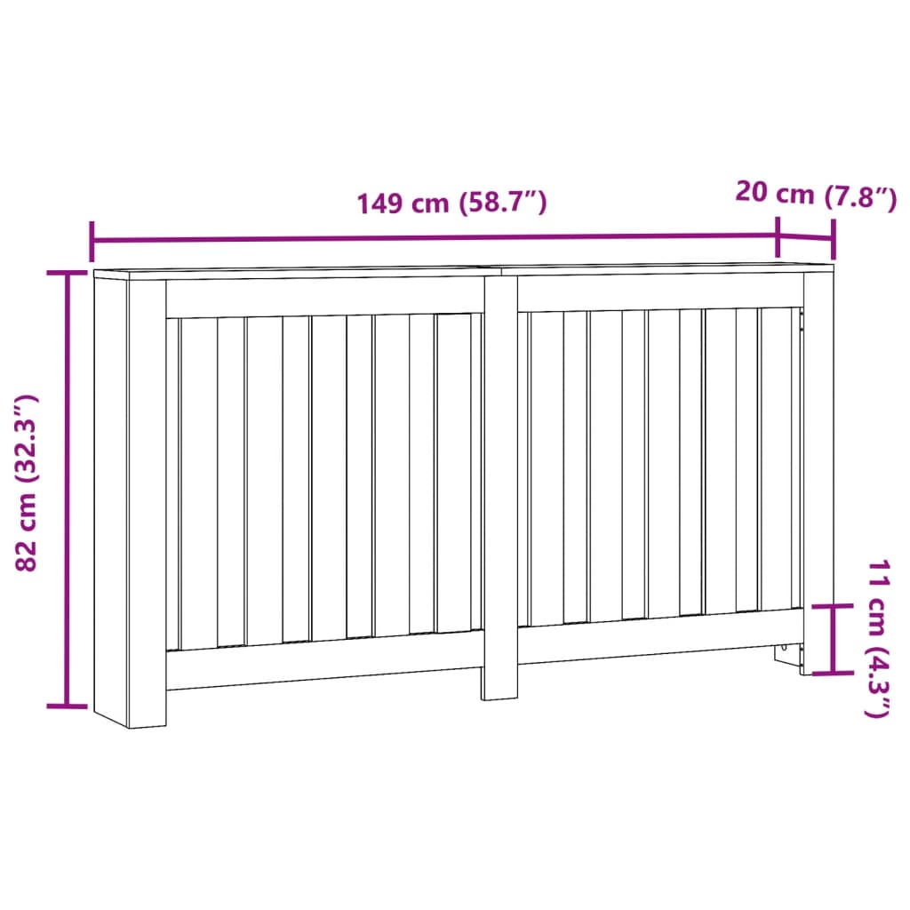 Copertura Termosifone Rovere Fumo 149X20X82Cm Legno Multistrato Rovere Fumo