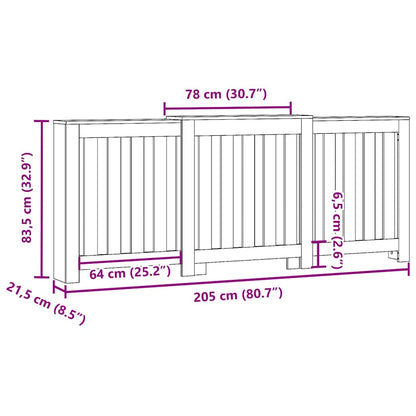Copertura Termosifone 205X21,5X83,5Cm Multistrato Grigio Sonoma